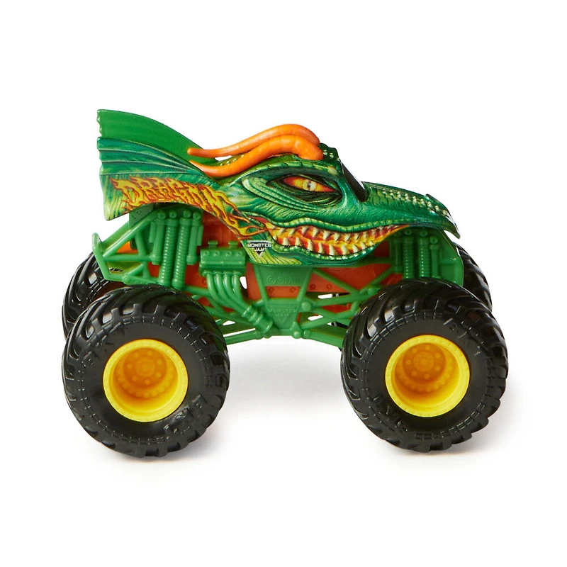 Monster Jam, Monster truck Dragon officiel, véhicule en métal moulé, série Crazy Creatures, échelle 1:64