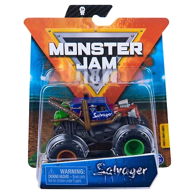 Monster Jam, Monster truck Salvager officiel, véhicule en métal moulé, série Wreckless Trucks, échelle 1:64