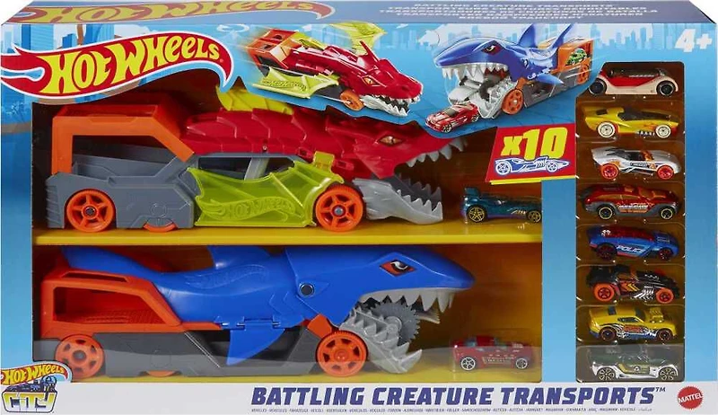 HotWheels-Coffret Transporteurs de Combat Créatures HWC-10voitures