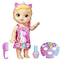 Baby Alive poupée Bébé beauté 32,5 cm à baigner, thème licorne, maquillage et ongles magiques, cheveux blonds, enfants