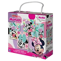 Disney, Minnie Mouse 4 Jigsaw Puzzle Bundle 48-Piece Tropical Beach Landscape with Portable Rope Gift Box, for Kids Ages 4 and up