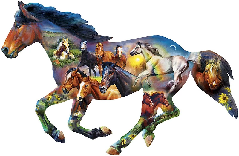 "Contours" - "Horsing Around" - Puzzle En Forme De 1000 Pièces