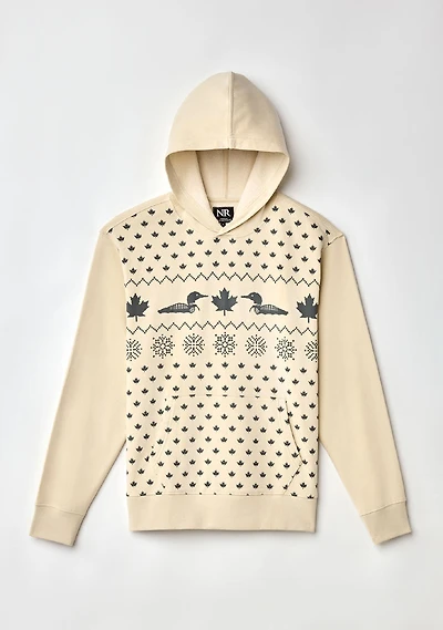 Chandail à capuchon Feuille et Huard avec logo Northern Reflections Adulte Beige