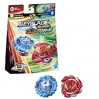 Beyblade Burst QuadDrive, Pack de 2 toupies de compétition Salvage Valtryek Rashad V7 et Gilded Nemesis N7
