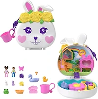 Polly Pocket-Coffret Jardin Lapin 2 mini-figurines et 12 accessoires