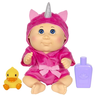 Poupée Bout d'chou, poupée Heure du bain - Bébé à robe de chambre en licorne
