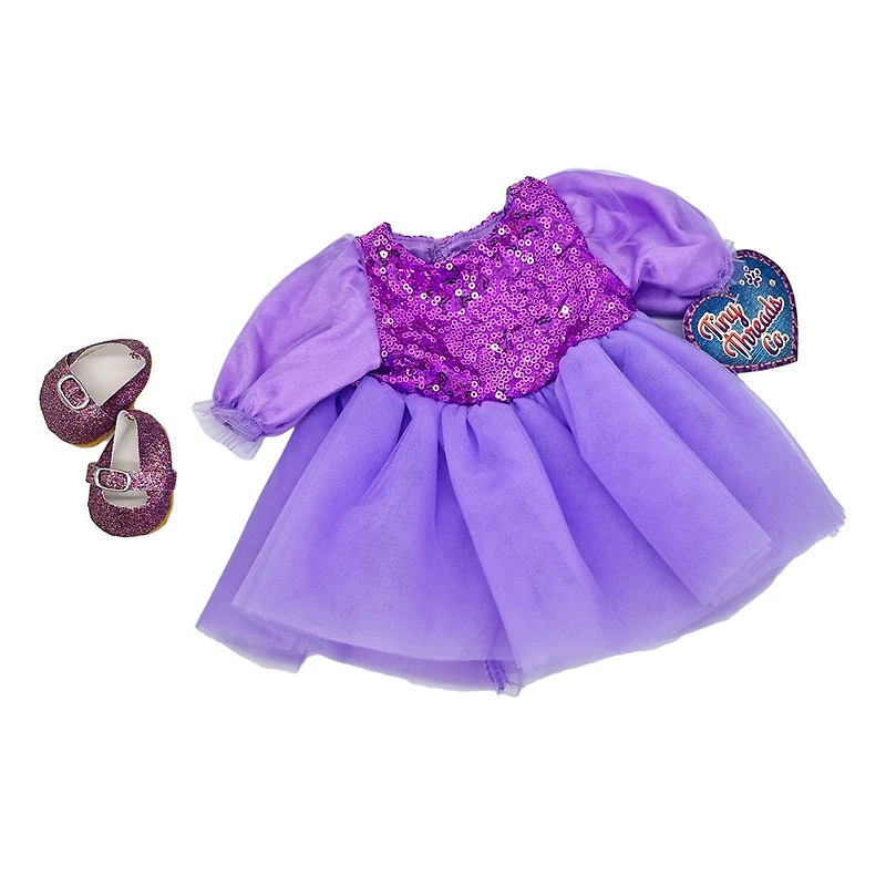 Purple Glitter Dress, and Shoes for 36cm Doll