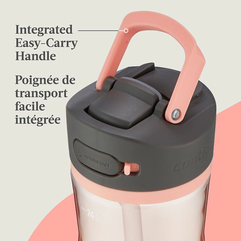Contigo Ashland 2.0 Water Bottle with AUTOSPOUT Lid, Pink Lemonade, 24 oz