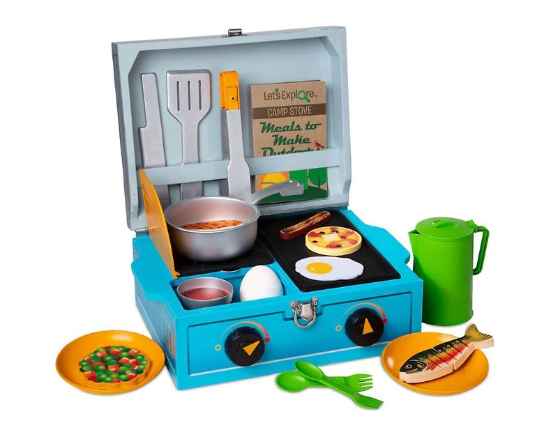 Explorons! Ensemble de jeu de poêle de camp en bois