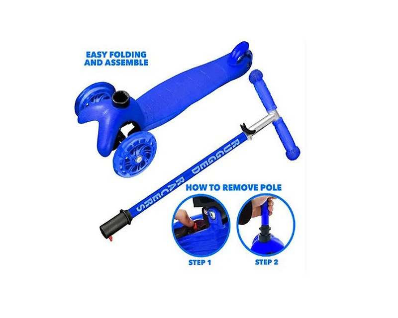 Trottinette Rugged Racer Mini Deluxe à 3 roues - Bleu foncé - Édition anglaise