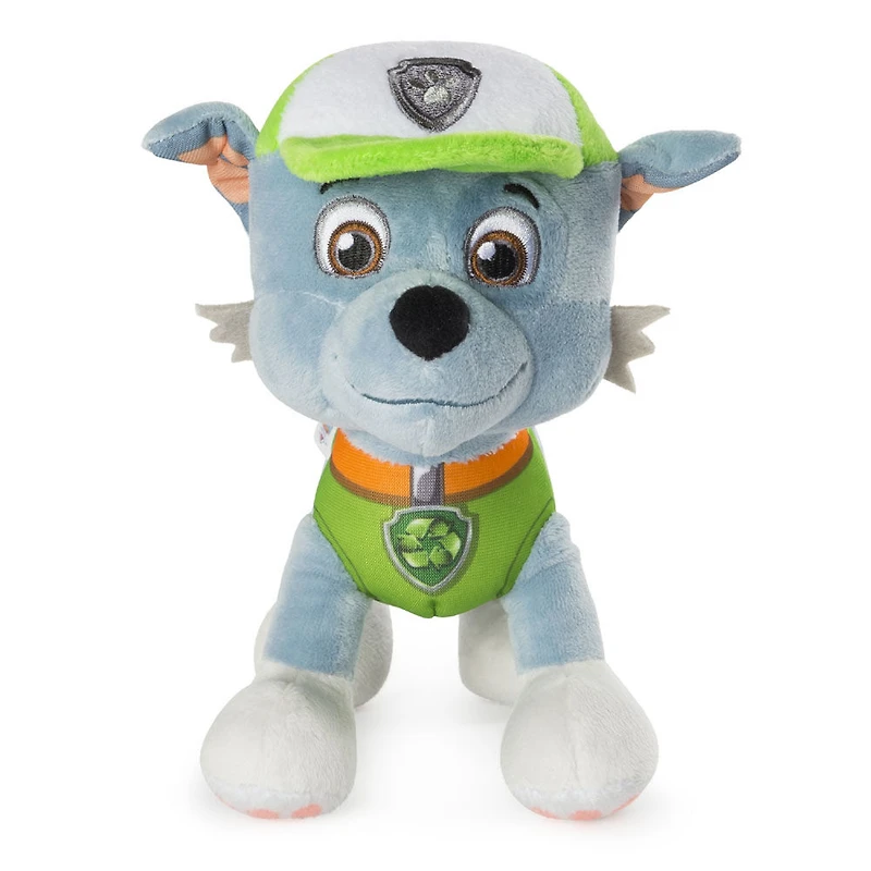 PAW Patrol - Peluche Rocky de 20 cm, peluche en position debout avec détails cousus