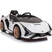KidsVip 12V Enfants et Tout-Petits 4x4 Lamborghini Sian Edition MP4 Voiture Eléctrique avec Commande à Distance - Blanc