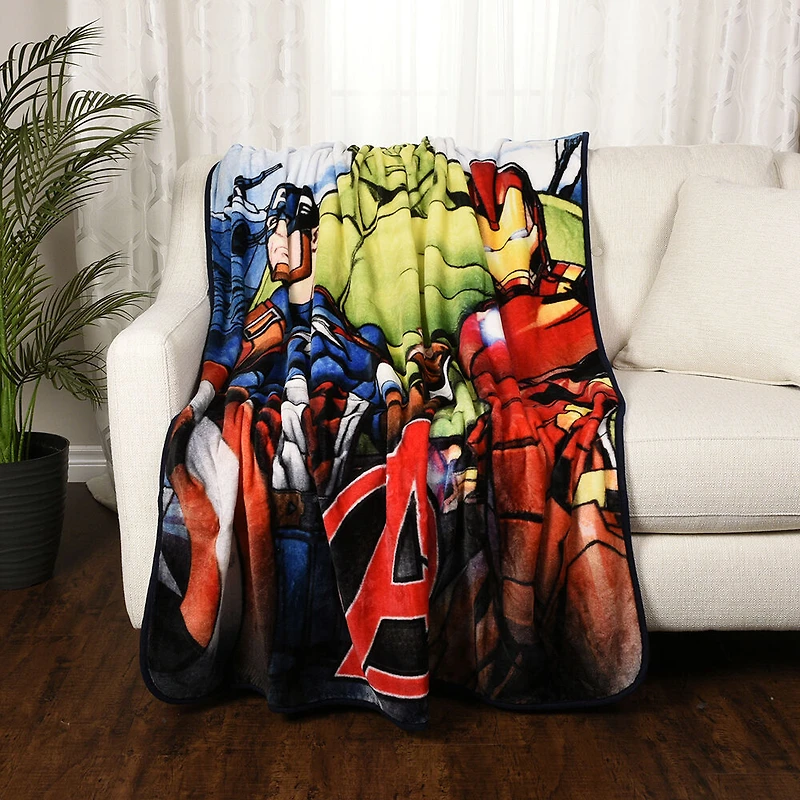 Couverture pour enfants Marvel Avengers (50x60"), Captain America, Iron Man et Hulk