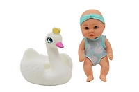 You & Me - 7" Bath Time Baby. (3 Assorted) - All Vinyl Doll With Animal Floater