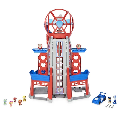 PAW Patrol, Ultimate City Tower du film transformable de 91 cm avec 6 figurines articulées à collectionner, véhicule, effets sonores et lumineux