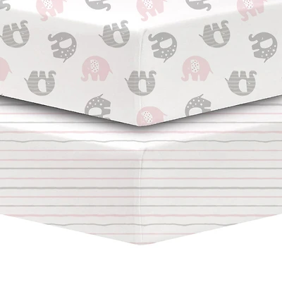 Koala Baby - 2 Pk Percale Sheets Elephants Gr/Pk