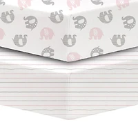 Koala Baby - 2 Pk Percale Sheets Elephants Gr/Pk