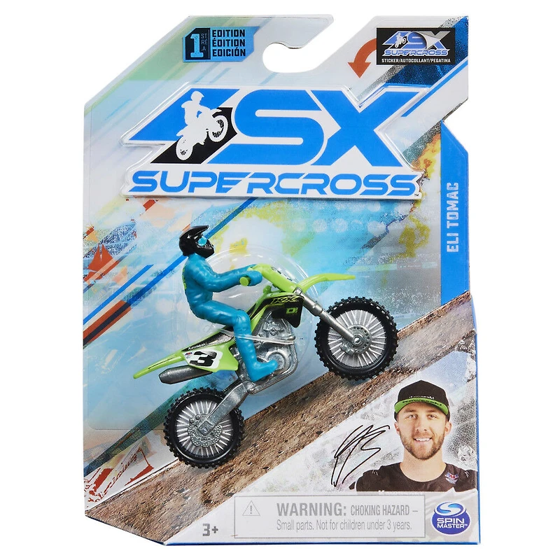 Supercross, Authentic Eli Tomac 1:24 Scale Die-Cast Motorcycle with Rider Figure
