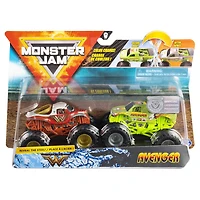Monster Jam, Monster trucks Wonder Woman vs Avenger officiels qui changent de couleur en métal moulé, échelle 1:64