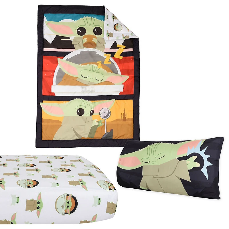 Star Wars The Mandalorian 3 Piece Toddler Bedding Set with Reversible Comforter, Fitted Sheet and Pillowcase by Nemcor
