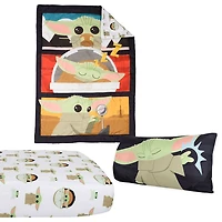 Star Wars The Mandalorian 3 Piece Toddler Bedding Set with Reversible Comforter, Fitted Sheet and Pillowcase by Nemcor