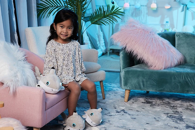 Ensemble NightBuddies and BabyBuddies Dauphin Turquoise de 15" and 5" en Peluche Yeux Lumineux