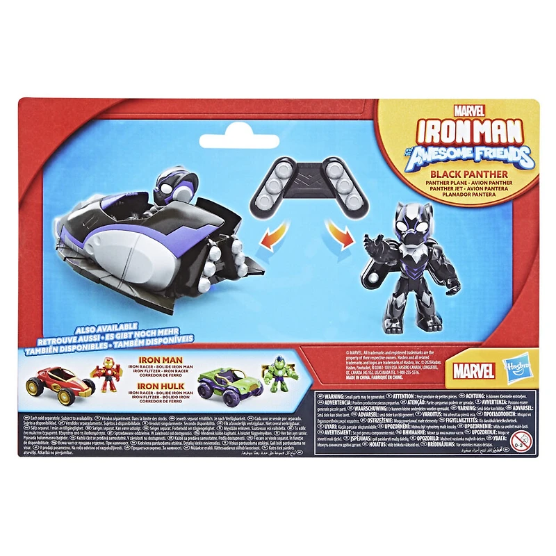 Marvel Iron Man and his Awesome Friends, figurine Black Panther avec avion