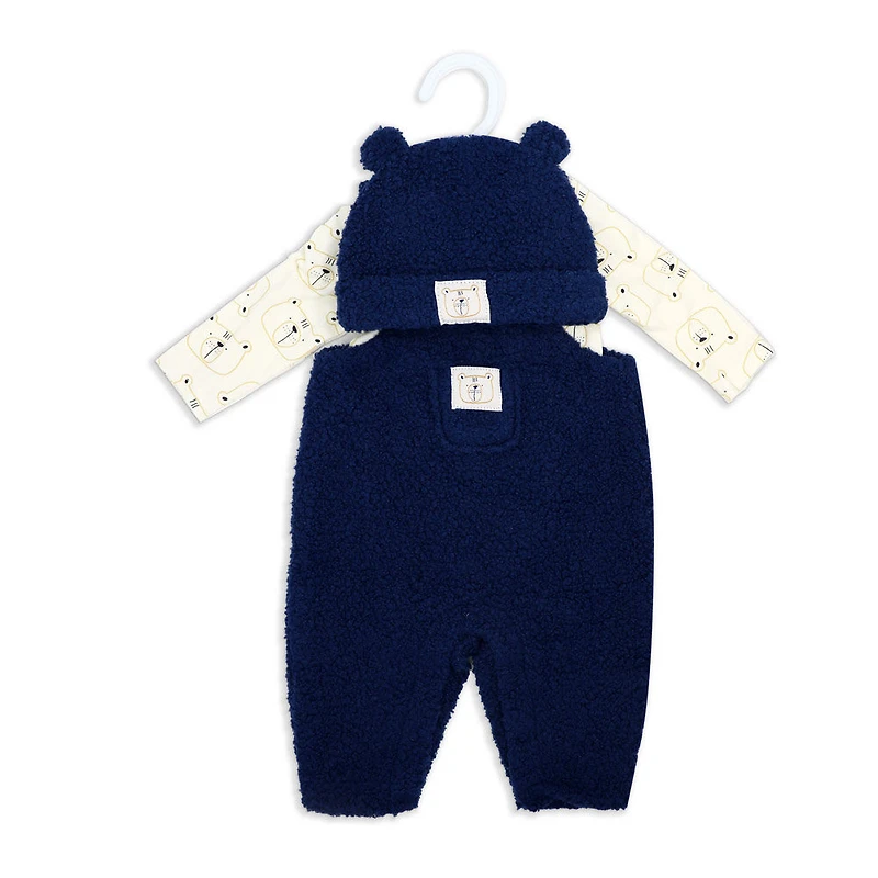 Baby Mode 3 Piece Sherpa Jumper Set: Navy Bear