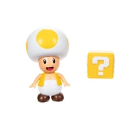 Figurine Super Mario de 4 pouces - Crapaud jaune avec bloc d'interrogation