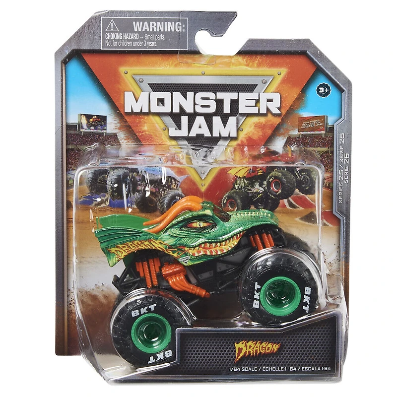 Monster Jam, Official Dragon Truck, Die-Cast Vehicle, 1:64 Scale