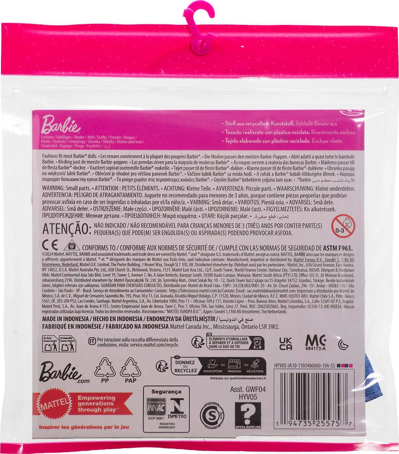 Barbie - Tenues - 2 tenues et 2 accessoires pour poupée Barbie