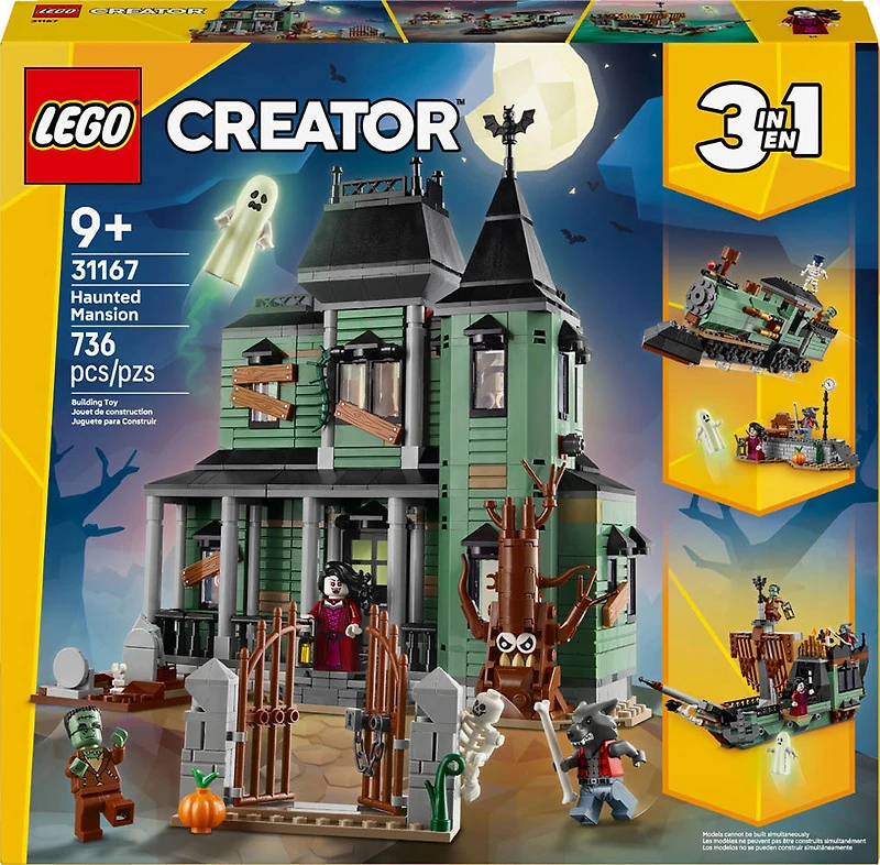 LEGO Creator 3 in 1 Haunted Mansion Building Toy - Haunted House Play Set for Kids, Ages 9+ - 31167