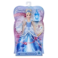 Disney Princess, Princesse et surprises, poupée mannequin Cendrillon avec 10 vêtements et accessoires, surprises cachées