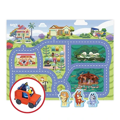 Bluey Imaginmat Around Town With 1 Vehicle & 3 Characters