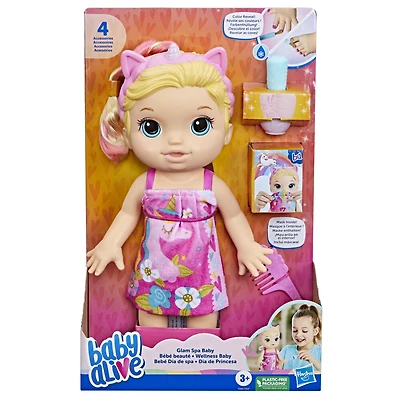 Baby Alive poupée Bébé beauté 32,5 cm à baigner, thème licorne, maquillage et ongles magiques, cheveux blonds, enfants