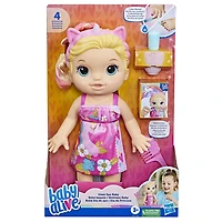 Baby Alive poupée Bébé beauté 32,5 cm à baigner, thème licorne, maquillage et ongles magiques, cheveux blonds, enfants