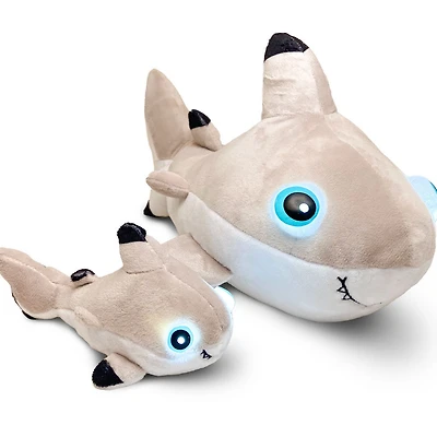 NightBuddies and BabyBuddies Set of 15" and 5" Plush Shark Beige Light-Up Eyes