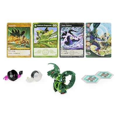 Bakugan Evolutions, Coffret Platinum Power Up Dragonoid avec Nano Scorcher et Siphon