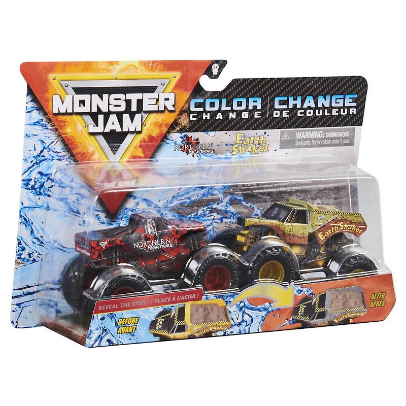 Monster Jam, Monster trucks Northern Nightmare vs. Earth Shaker officiels qui changent de couleur en métal moulé, échelle 1:64