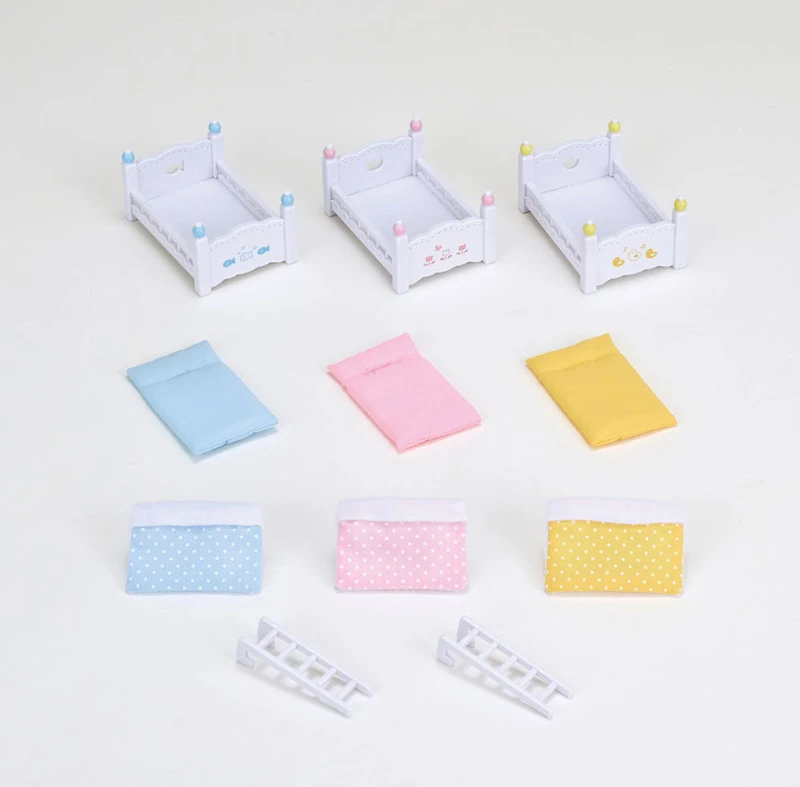 Calico Critters Lits superposés triples pour bébé, ensemble de meubles de maison de poupée