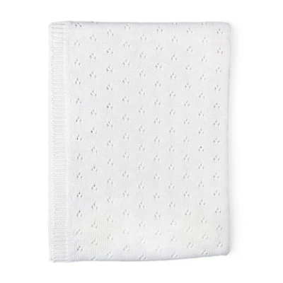 Baby Mode Signature White Pointelle Baby Blanket