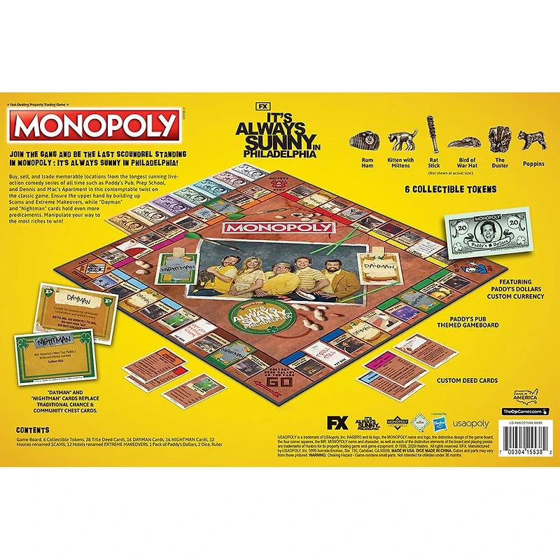 USAopoly MONOPOLY: It's Always Sunny in Philadelphia - English Edition