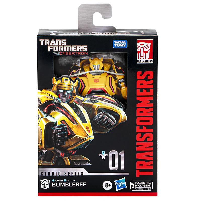 Transformers Generations Studio Series, figurine 01 Gamer Edition Bumblebee classe Deluxe de 11 cm, Transformers: War for Cybertron