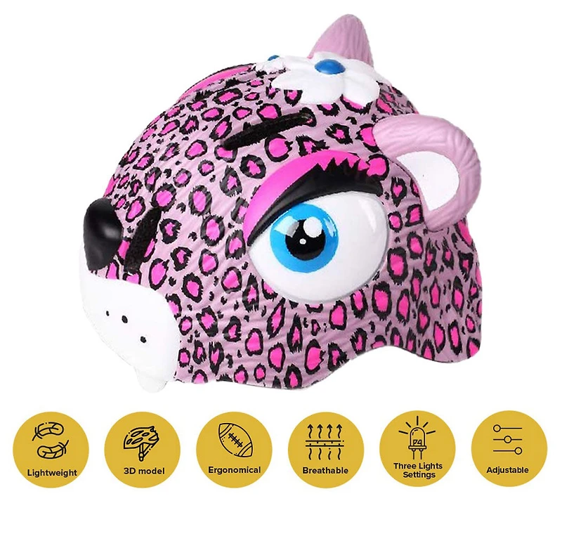 Animiles 3-D kids helmet Pink Leopard one size fits ages 3-8 - English Edition
