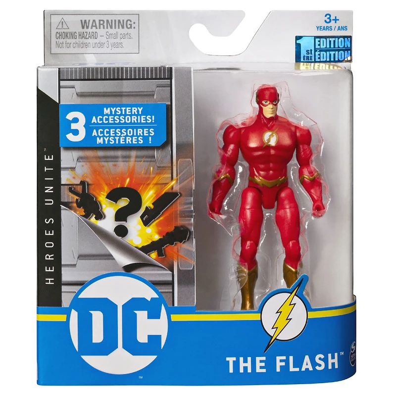 DC Comics, Figurine articulée THE FLASH de 10 cm avec 3 accessoires mystère