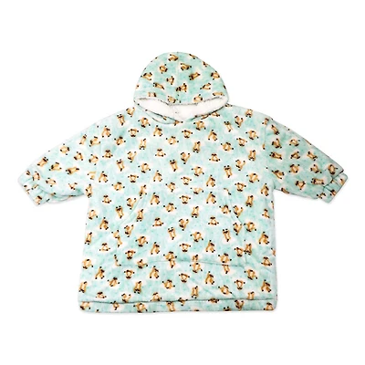 Jesse & Lulu Lounge Oversized Hooded Blanket: Aqua Sloth
