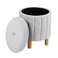 Kvell Pouf De Rangement Rond 15" Gris