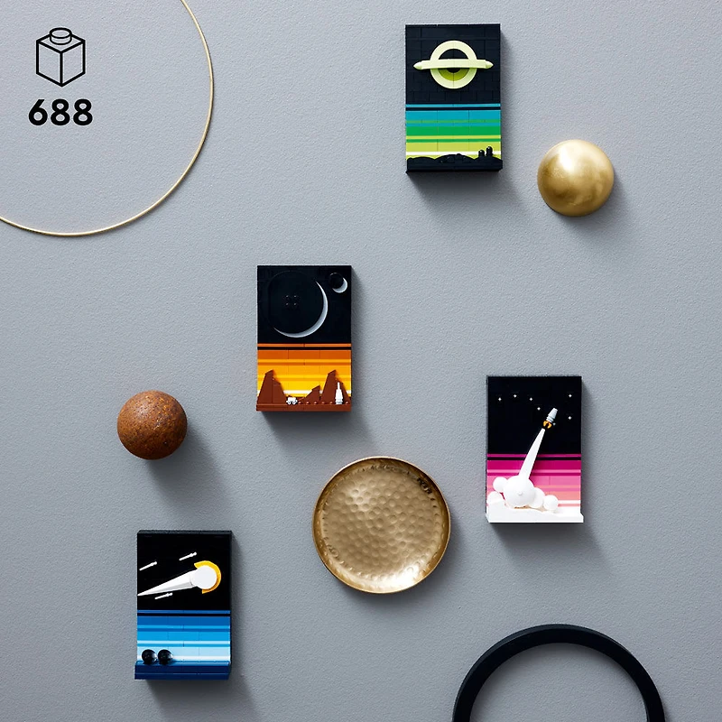 LEGO Ideas Tales of the Space Age 21340 Building Set; 4 Connectible 3D Postcard Display Models; Gift Idea for Adults (688 Pieces)