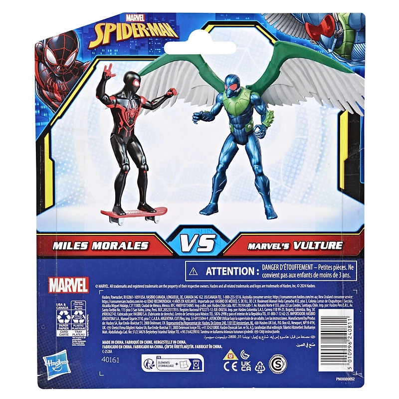 Spider-Man Epic Hero Series Miles Morales vs Marvel's Vulture Action Figures with Accessory (4 Inch)