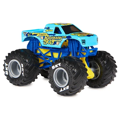 Monster Jam, Monster truck Backwards Bob officiel, véhicule en métal moulé, échelle 1:64, Jouets pour garçons à partir de 3 ans